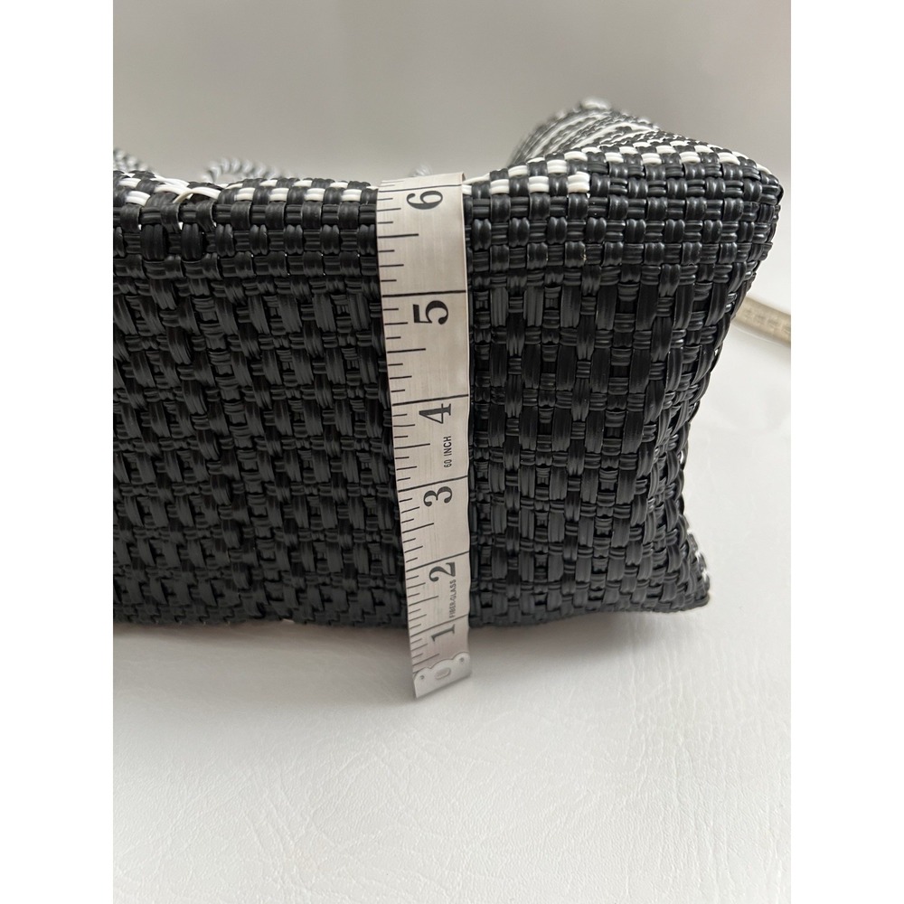 New Mexican Woven Tote Bag 12x16 Black White Market Beach Summer Resort Tassel - Picture 5 of 8